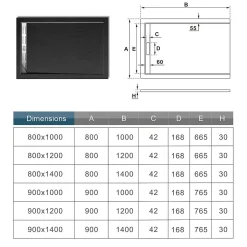 Aica Douchebakken 100X90Cm Zwart Steeneffect L9010