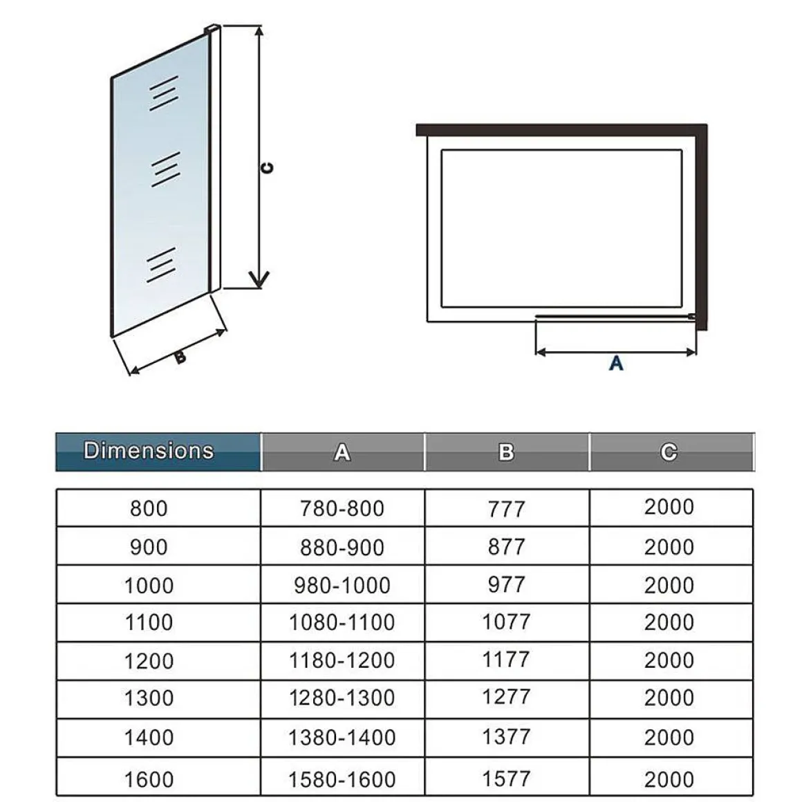 Aica Inloopdouche 150X200Cm Anti Kalk - Mat Zwart P15-132B