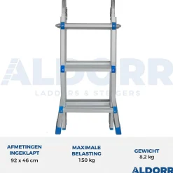 Aldorr Home - Multiladder Uitschuifbare Vouwladder 4X3 - 2,80M