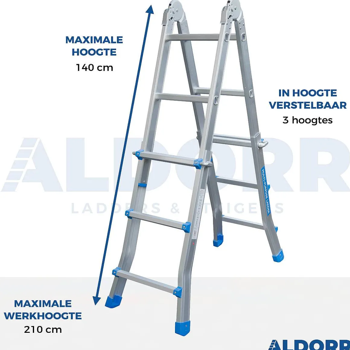 Aldorr Home - Multiladder Uitschuifbare Vouwladder 4X3 - 2,80M