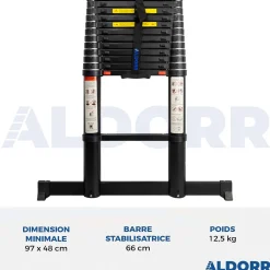 Aldorr Professional - Telescoopladder 3,80M - Telescopische Stabilisatie Balk - Optigrip™
