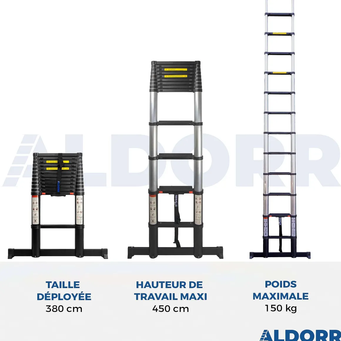 Aldorr Professional - Telescoopladder 3,80M - Telescopische Stabilisatie Balk - Optigrip™