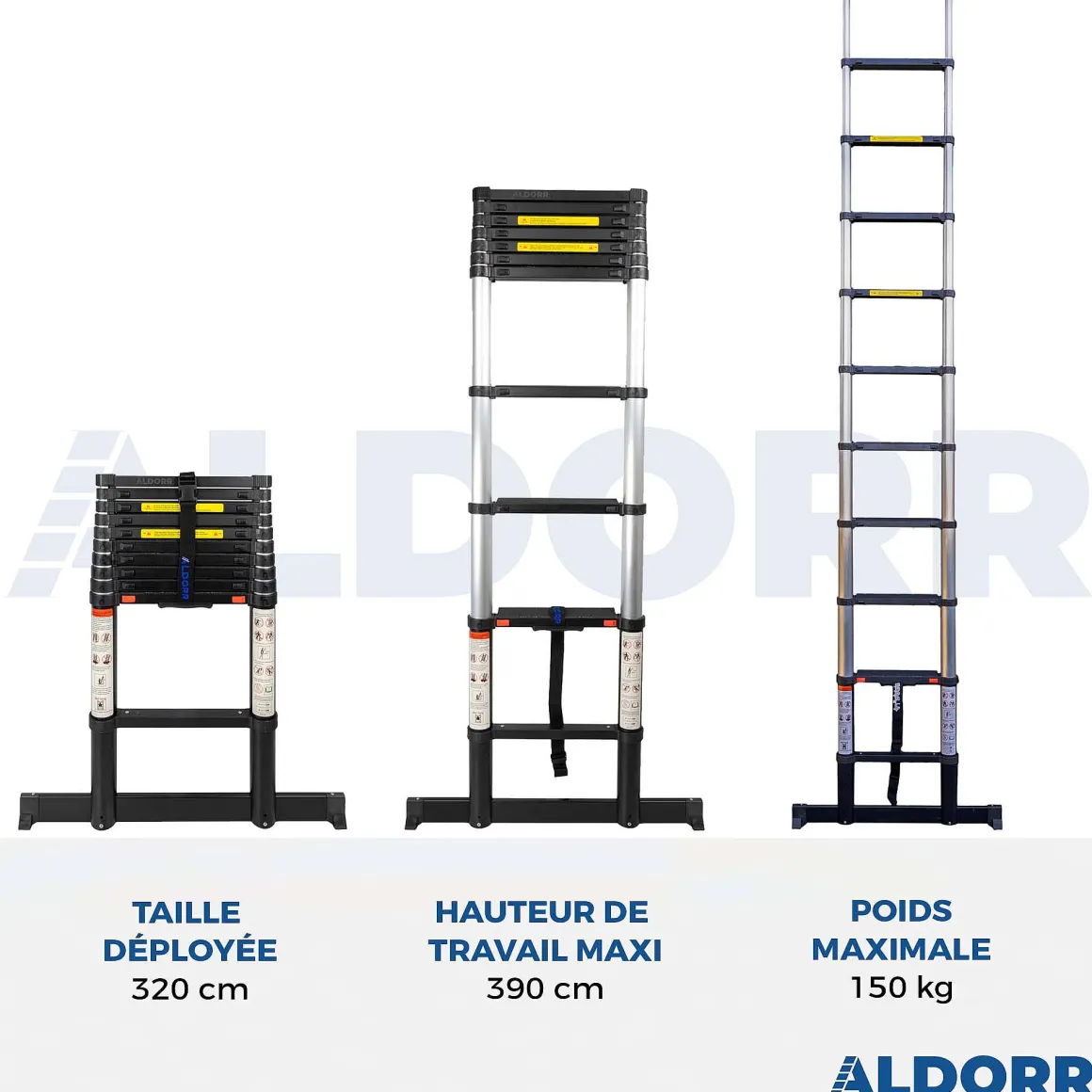Aldorr Professional - Telescoopladder 3,20M - Met Optigrip™ En Extra Brede Treden