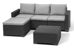 Allibert California Chaiselongue Loungeset - 3-4 Personen - Grijs