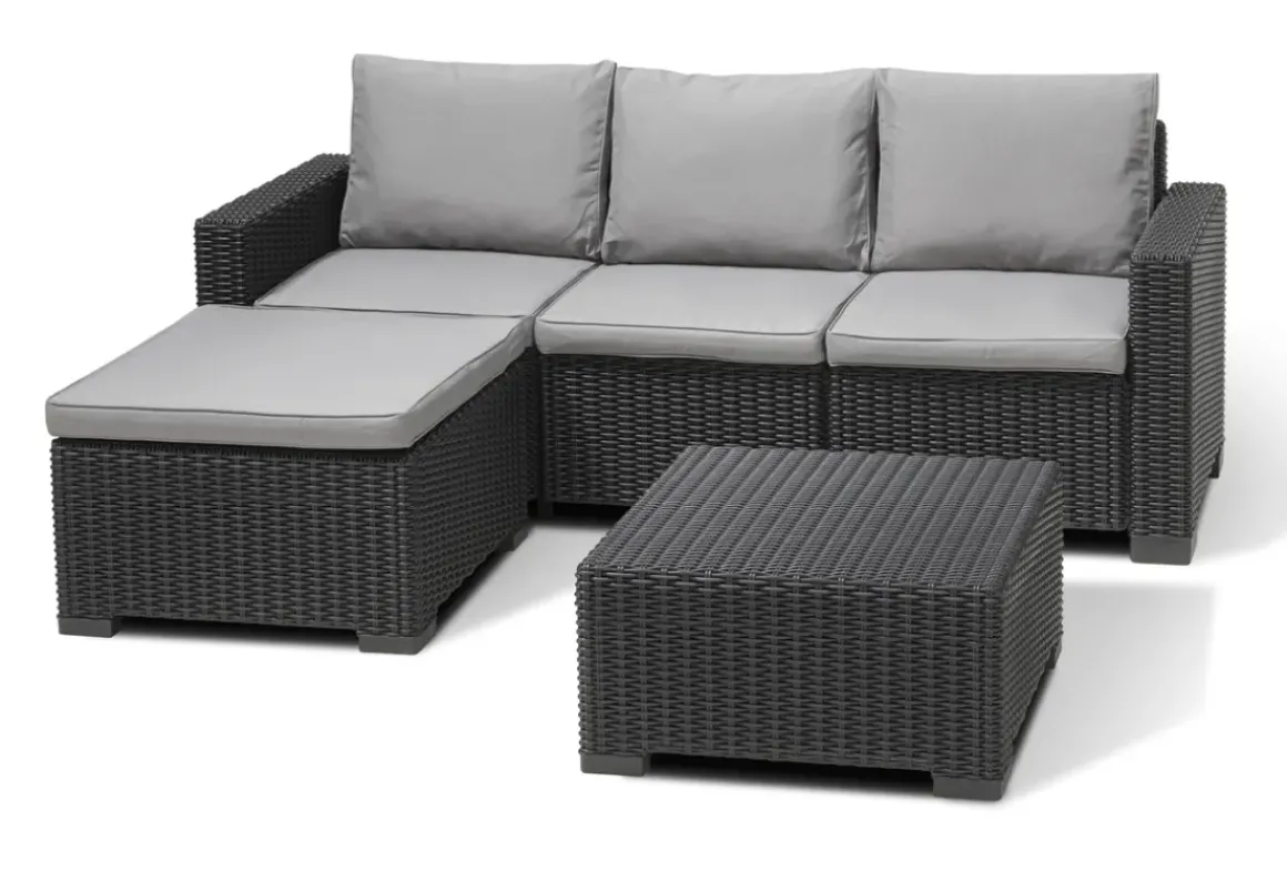 Allibert California Chaiselongue Loungeset - 3-4 Personen - Grijs
