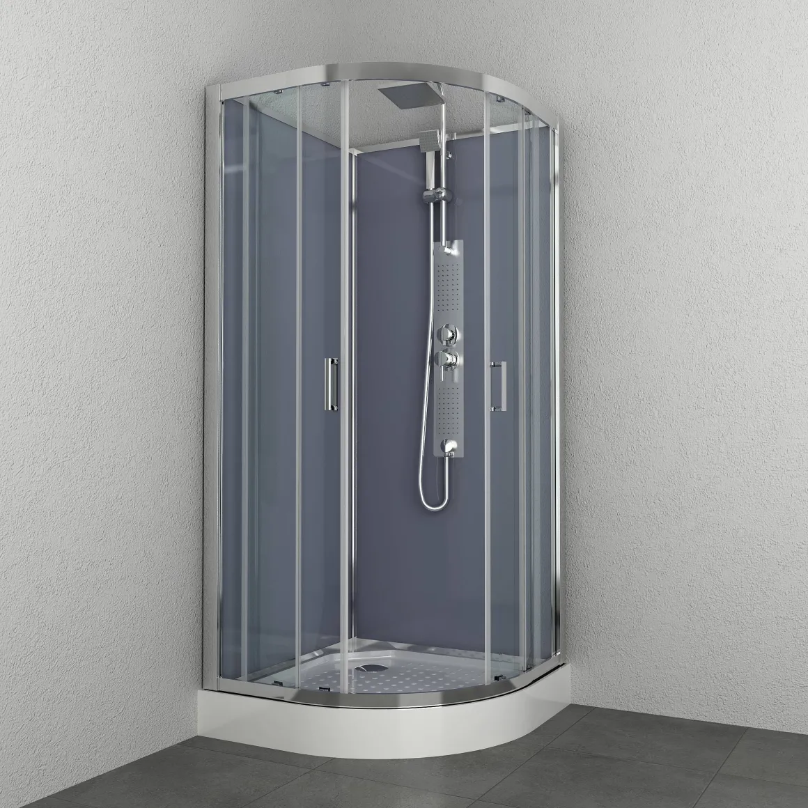 Allibert Douchecabine Everest Kwartrond 90X90Cm Zilver