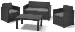 Allibert Merano Balkon Loungeset Grafiet Wicker 3-Delig