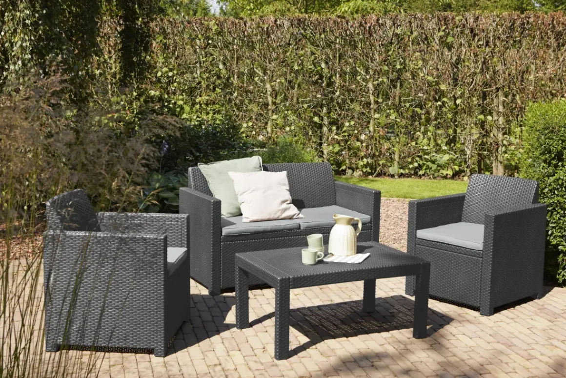Allibert Merano Balkon Loungeset Grafiet Wicker 3-Delig