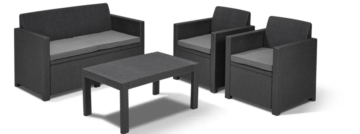 Allibert Merano Balkon Loungeset Grafiet Wicker 3-Delig