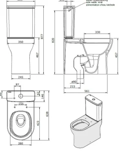 Aquavive Duoblok Toilet| Universele Afvoer| Randloos | Verhoogd +7Cm | Wit