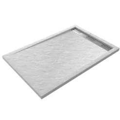 Aurlane Douchebak Pedra 120X80Cm Wit Steeneffect