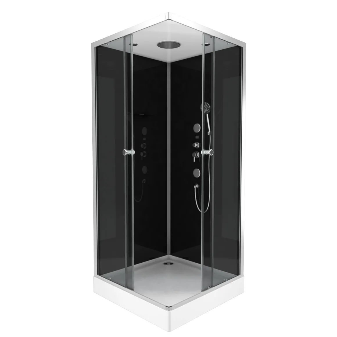 Aurlane Douchecabine Black 2 Vierkant 90X90Cm