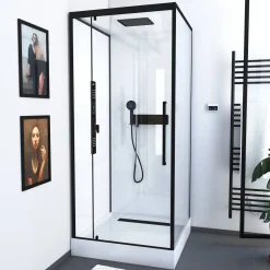 Aurlane Douchecabine Indus2 90X90X215Cm Vierkant Zwart/Wit
