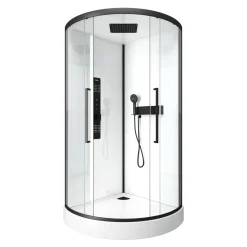 Aurlane Douchecabine Indus2 1/4R 90X90X215Cm Kwartrond Zwart/Wit