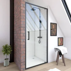 Aurlane Douchedeur Factory Draaibaar 80X200Cm Zwart