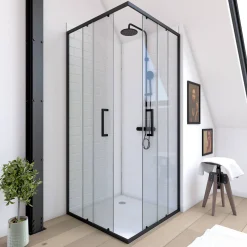 Aurlane Douchedeuren Factory Vierkant 90X90X200Cm Zwart