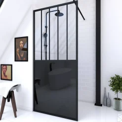 Aurlane Douchewand Black Indus 90X200Cm 5Mm Zwart