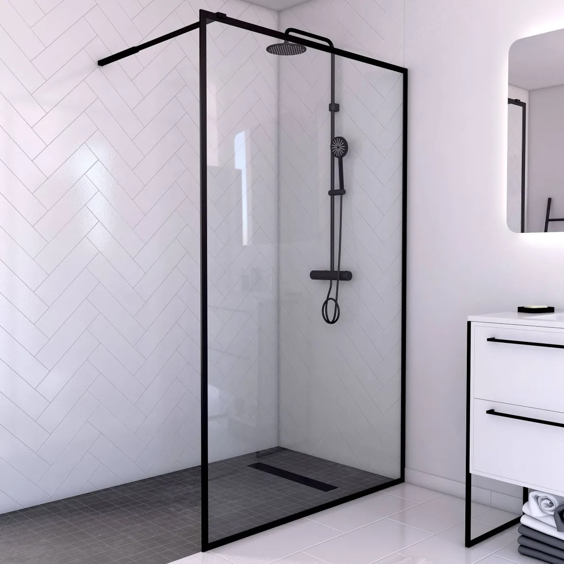 Aurlane Douchewand Dark Edge 120X200Cm 6Mm Zwart