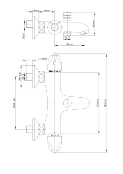Baseline Thermostatische Badmengkraan Chroom 15Cm