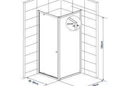 Baseline Vaste Wand 90X185Cm Wit