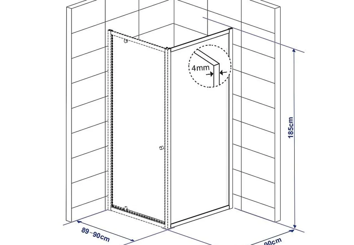 Baseline Vaste Wand 90X185Cm Wit
