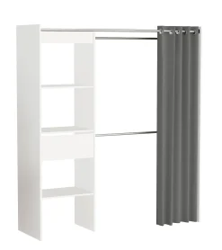 Belfurn Uitschuifbare Dressingkast Chicago Met Gordijn Wit