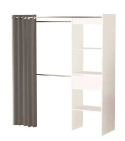 Belfurn Uitschuifbare Dressingkast Chicago Met Gordijn Wit