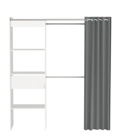 Belfurn Uitschuifbare Dressingkast Chicago Met Gordijn Wit