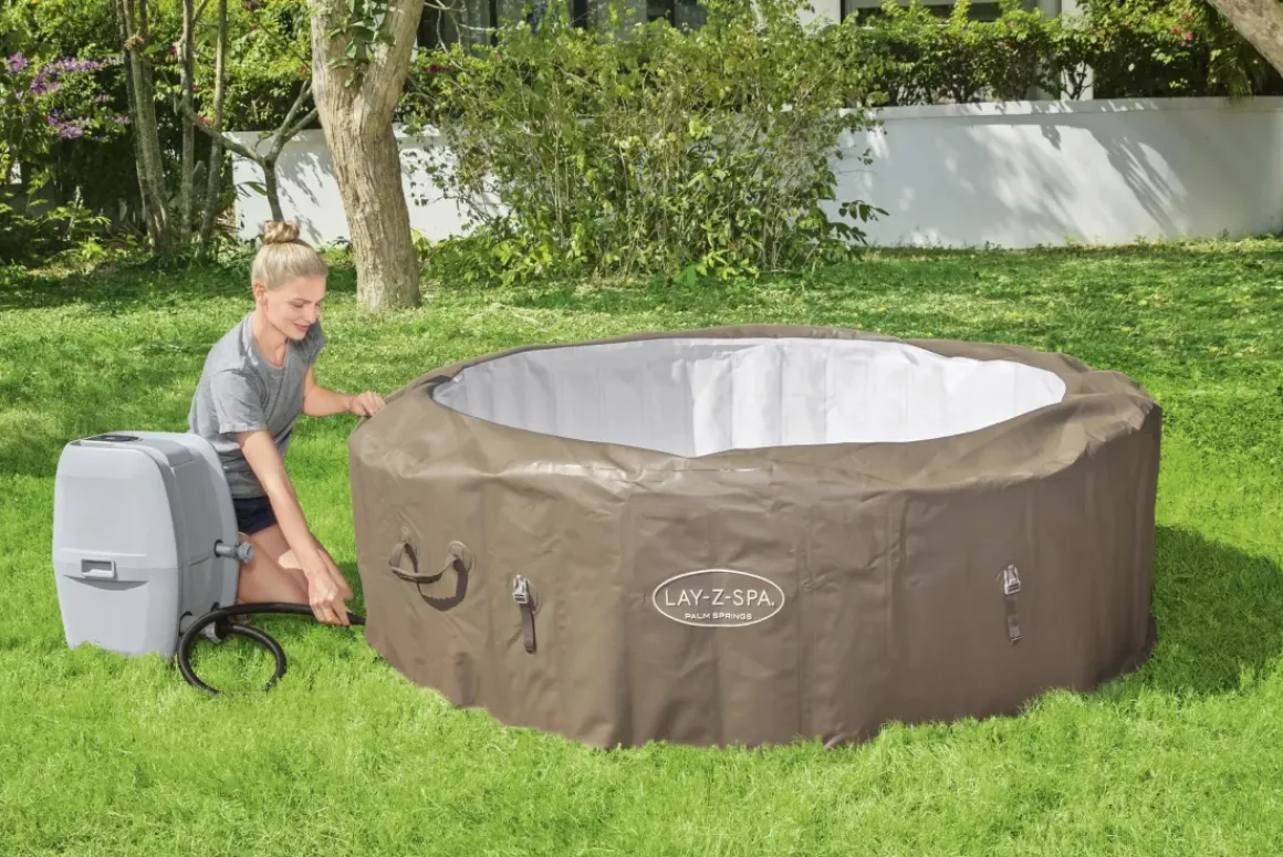 Bestway Lay-Z-Spa 60017, 916 L, 6 Personen, Rond, Bubbelmassage / Airjet, Beige, Wit