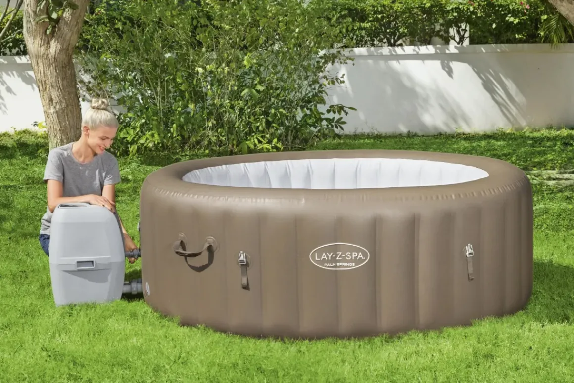 Bestway Lay-Z-Spa 60017, 916 L, 6 Personen, Rond, Bubbelmassage / Airjet, Beige, Wit