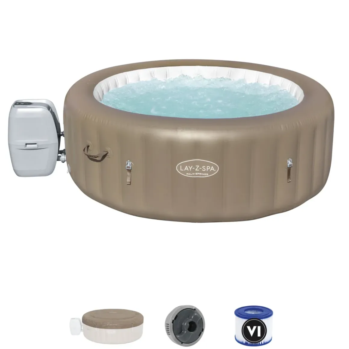 Bestway Lay-Z-Spa 60017, 916 L, 6 Personen, Rond, Bubbelmassage / Airjet, Beige, Wit