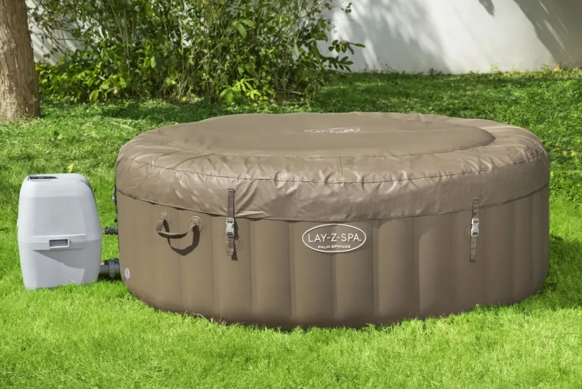 Bestway Lay-Z-Spa 60017, 916 L, 6 Personen, Rond, Bubbelmassage / Airjet, Beige, Wit