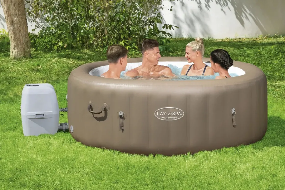 Bestway Lay-Z-Spa 60017, 916 L, 6 Personen, Rond, Bubbelmassage / Airjet, Beige, Wit