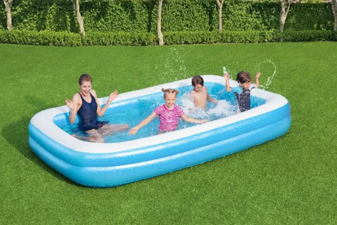Bestway Opblaasbaar Zwembad Family Pool Rechthoekig Blauw 305X183X46Cm