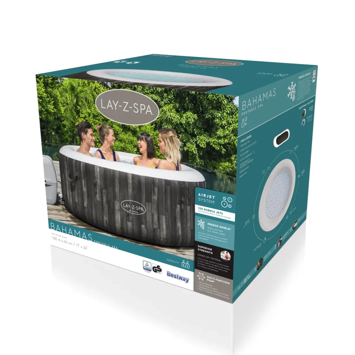 Bestway Opblaasbare Jacuzzi Lay-Z-Spa Bahamas Airjet 669L 4Pers O180X66Cm