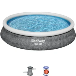 Bestway Opblaaszwembad Fast Set Rond Rotan Met Filterpomp O366X76Cm