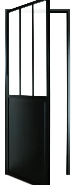 Binnendeur Atelier Rechtsdraaiend Zwart Aluminium Mat Glas 211,5X93Cm