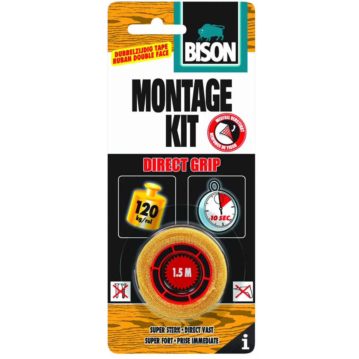 Bison Montagekit Dubbelzijdig Direct Grip 1,5Mx19Mm