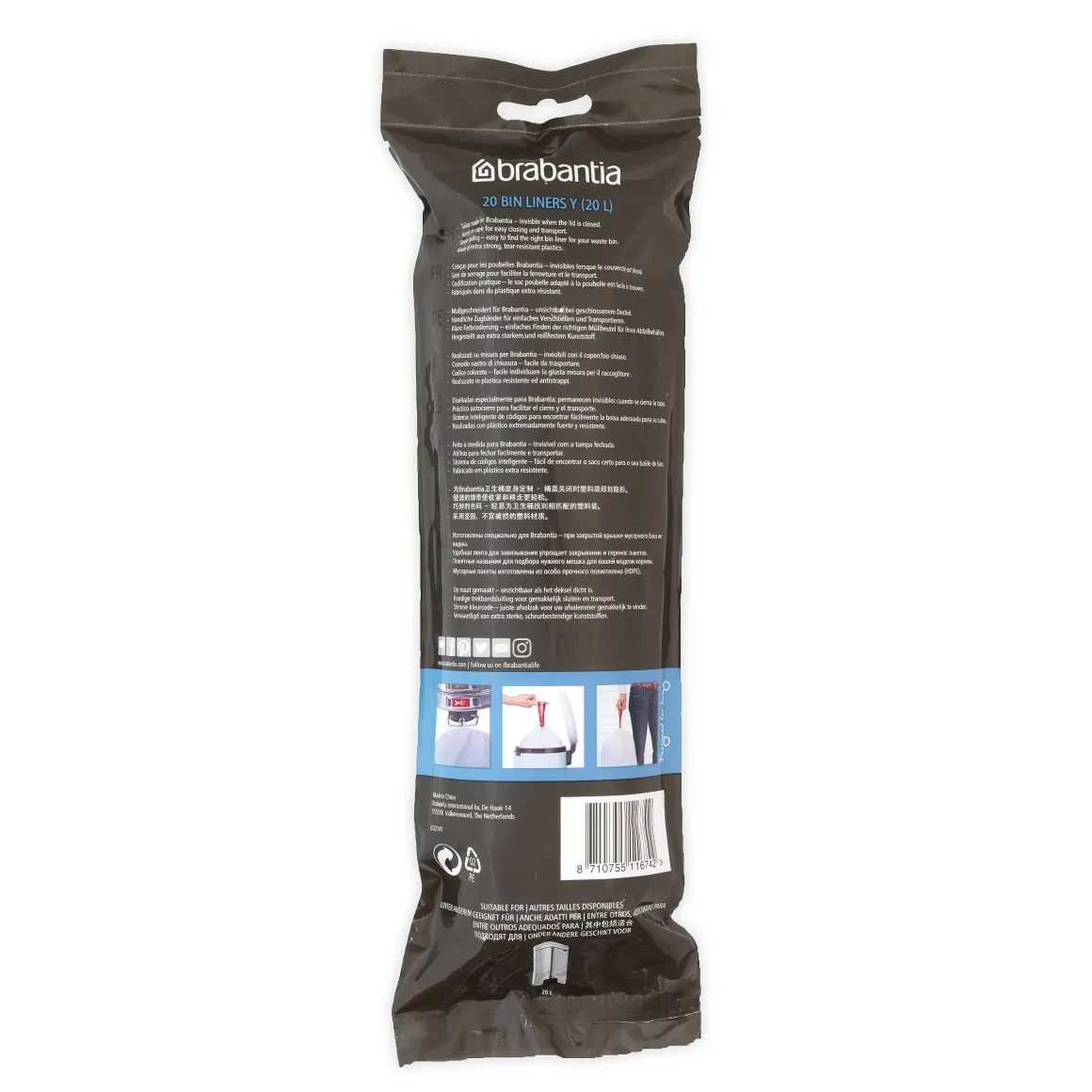 Brabantia Afvalzak Perfectfit Y Wit 20L 20 Stuks