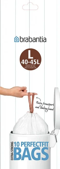 Brabantia Afvalzak Perfectfit L Wit 45L 10 Stuks