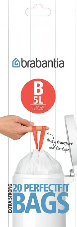 Brabantia Afvalzak Perfectfit B Wit 5L 20 Stuks