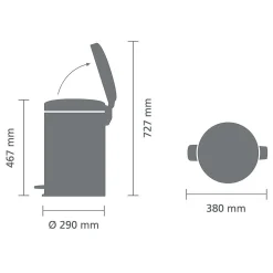 Brabantia Pedaalemmer Newicon Matt Black 20L