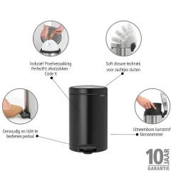 Brabantia Pedaalemmer Newicon Matt Black 12L