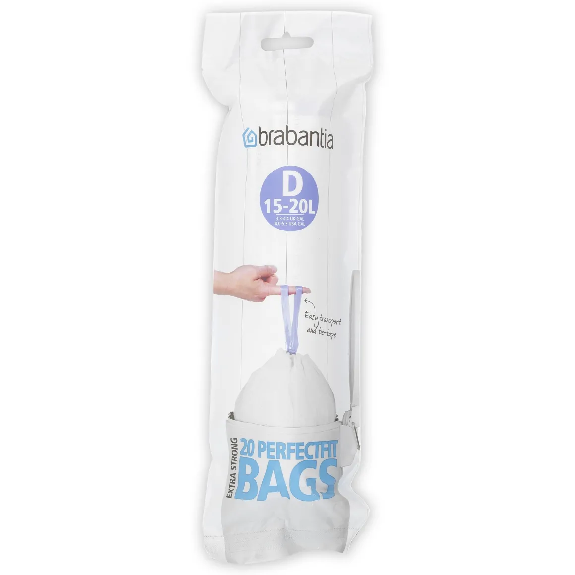 Brabantia Perfectfit Afvalzak Met Trekbandsluiting Code D 15-20L 20 Stuks/Rol Recycled