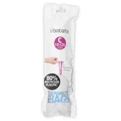 Brabantia Perfectfit Afvalzak Met Trekbandsluiting Code C 10-12L 20 Stuks/Rol Recycled