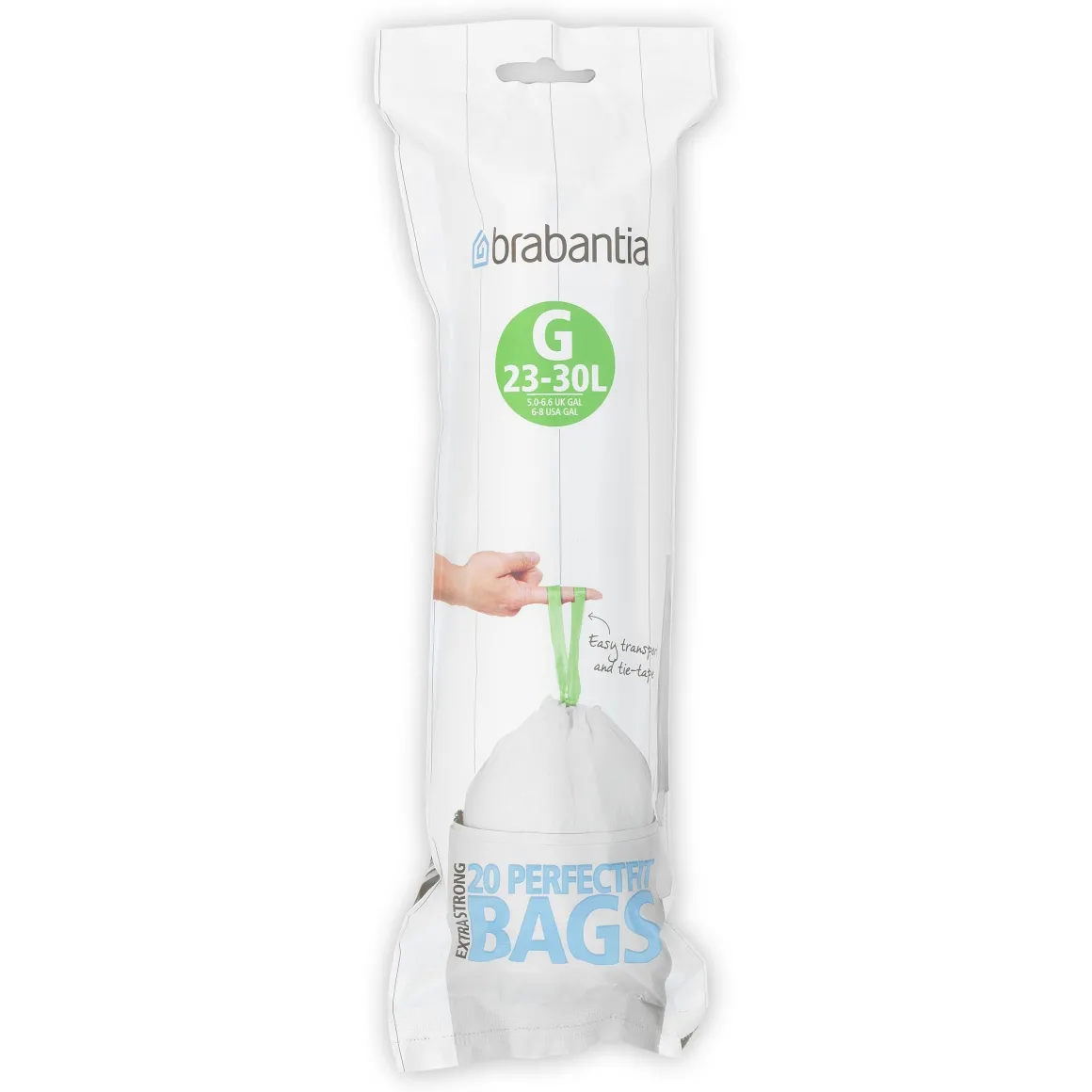 Brabantia Perfectfit Afvalzak Met Trekbandsluiting Code G 23-30L 20 Stuks/Rol Recycled