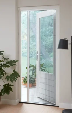 Cando Hordeur Comfort - Plisse Hordeur - Wit Profiel - Grijs Gaas - 100X229Cm