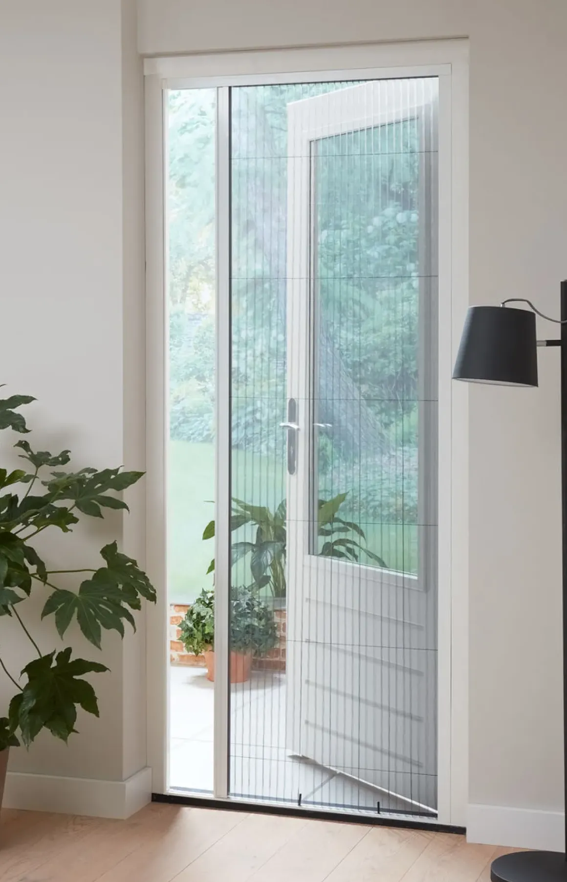 Cando Hordeur Comfort - Plisse Hordeur - Wit Profiel - Grijs Gaas - 100X229Cm