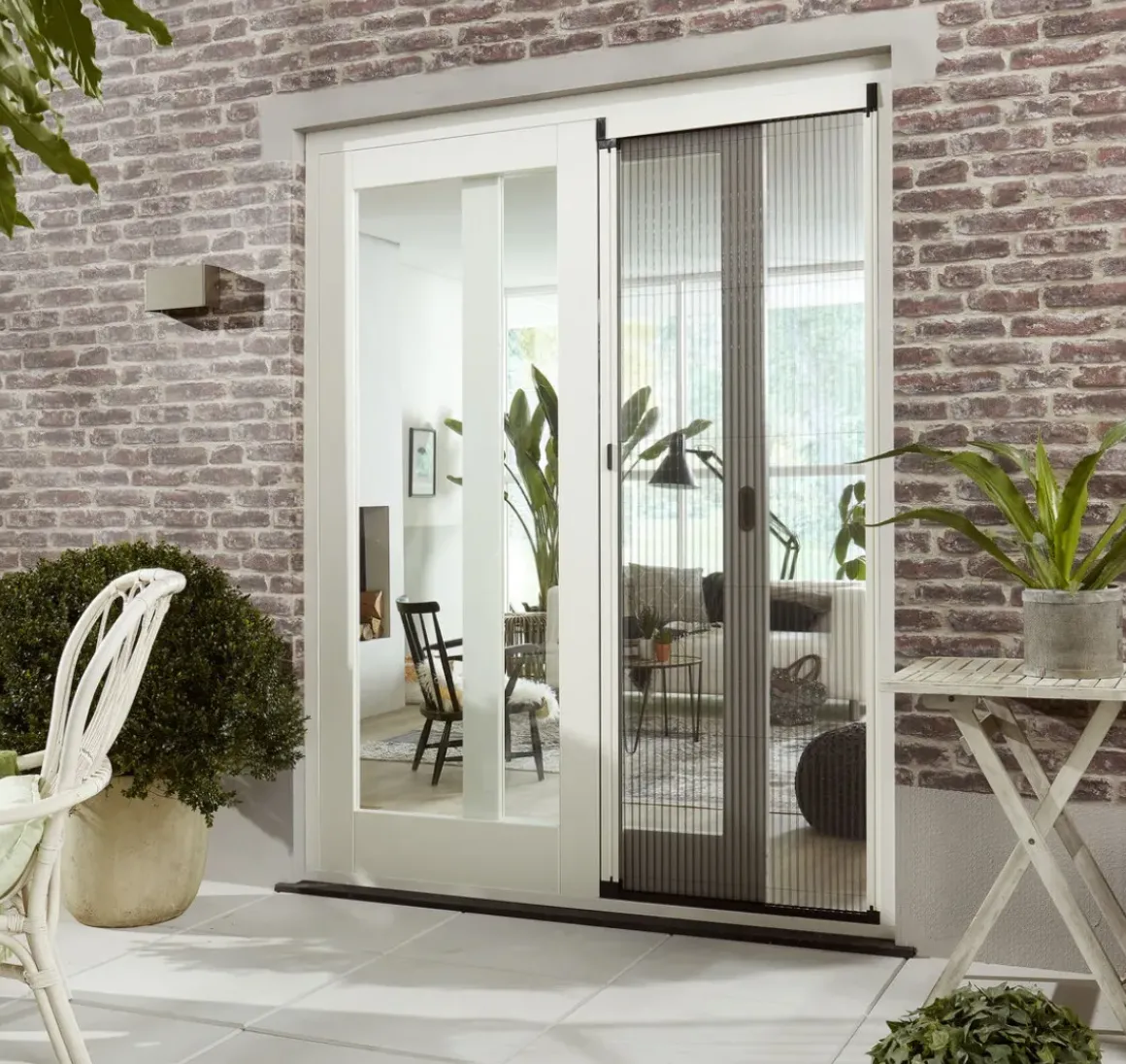 Cando Hordeur Premium L - Plisse Hordeur - Wit Profiel - Grijs Gaas - 96X230Cm