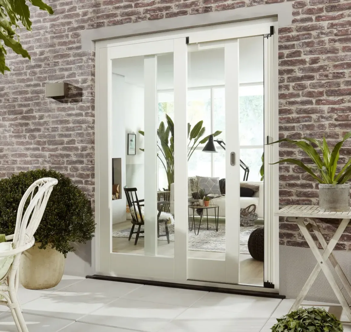 Cando Hordeur Premium L - Plisse Hordeur - Wit Profiel - Grijs Gaas - 96X230Cm